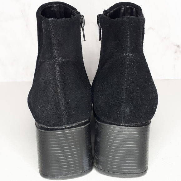 White Mountain Suede Square Heel Toe Ankle Bootie - Picture 4 of 9